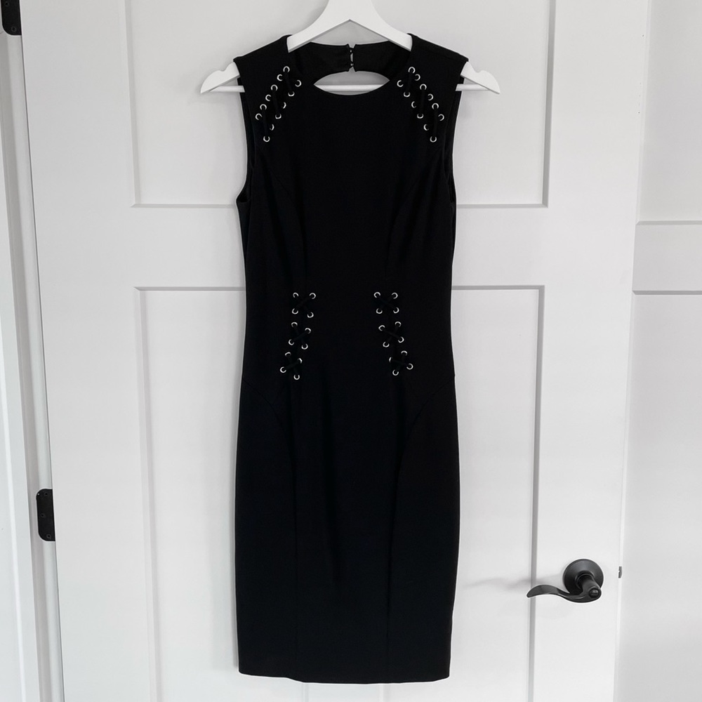 VINTAGE Corset Sexy Style Black MIDI Dress Cache LBD